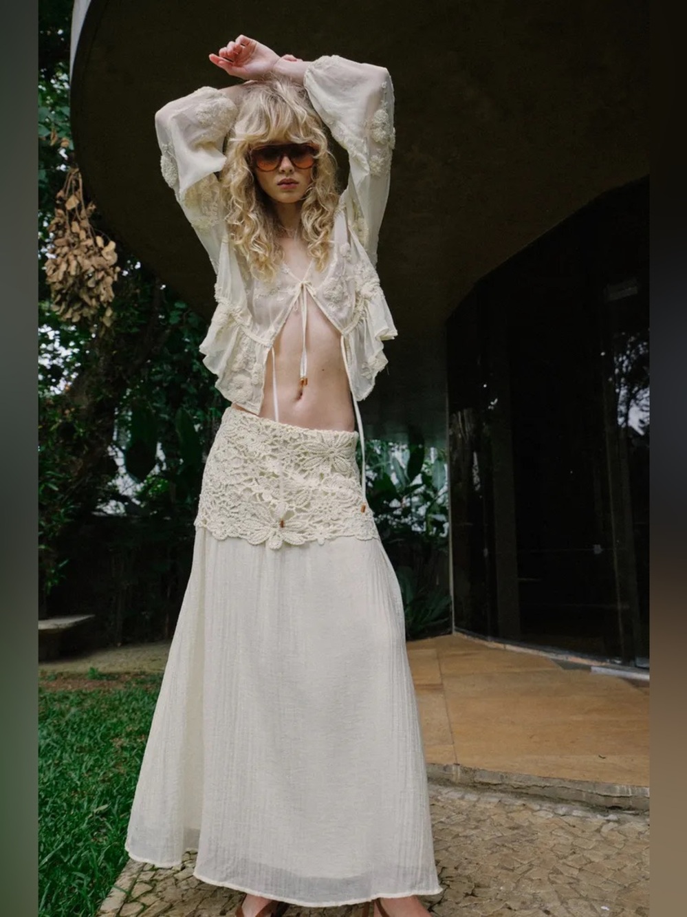 ZARA CROCHET COMBINATION MIDI SKIRT